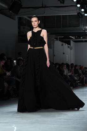 A model walks the runway at the Marcel Ostertag fashion show at New York Fashion Week: The Shows at Gallery 3 Skylight Clarkson Sq on February 12, 2017 in New York City.  NYP20170212909 ANDREAxHANKS
