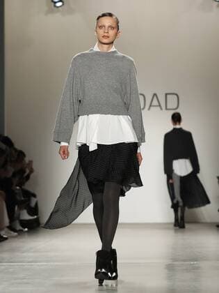 A model walks on the runway at the Verdad FW 17 show at New York Fashion Week at Pier 59 Studios on February 12, 2017 in New York City.  NYP20170212129 JOHNxANGELILLO
