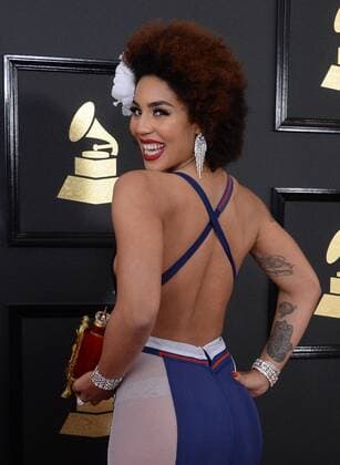 Singer Joy Villa arrives for the 59th annual Grammy Awards held at Staples Center in Los Angeles on February 12, 2017.  LAP20170212059 JIMxRUYMEN