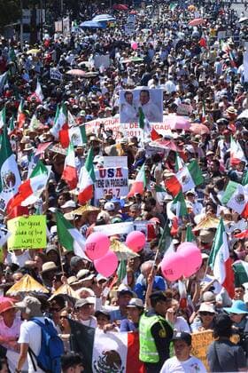February 12, 2017 - Mexico City, Mexico - A demonstrators take part at protest against US president Donald Trump because The lifting of the wall at the border to avoid cross-border migration at Reforma Avenue on February 12, 2017 in Mexico City, Mexico Mexico City Mexico  - ZUMAn230 20170212_zaa_n230_483 Copyright: xCarlosxTischlerx
