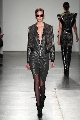 A model walks the runway at the Custo Barcelona fashion show at New York Fashion Week: Milk Studios at Pier 59 on February 12, 2017 in New York City.  NYP20170212916 ANDREAxHANKS