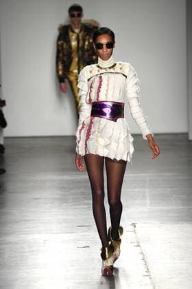 A model walks the runway at the Custo Barcelona fashion show at New York Fashion Week: Milk Studios at Pier 59 on February 12, 2017 in New York City.  NYP20170212919 ANDREAxHANKS
