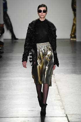 A model walks the runway at the Custo Barcelona fashion show at New York Fashion Week: Milk Studios at Pier 59 on February 12, 2017 in New York City.  NYP20170212921 ANDREAxHANKS