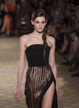 New York: Fashion Week Fall 2017 Christian Siriano Model walks runway for Christina Siriano collection during New York Fashion week Fall 2017 at Plaza Hotel  LevxRadin