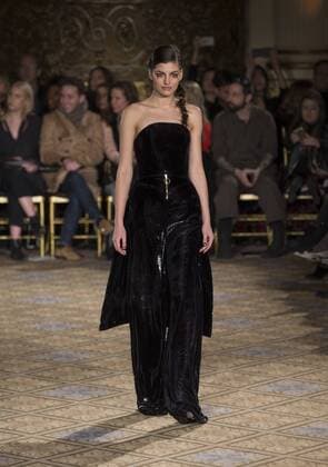 New York: Fashion Week Fall 2017 Christian Siriano Model walks runway for Christian Siriano collection during New York Fashion week Fall 2017 at Plaza Hotel  LevxRadin