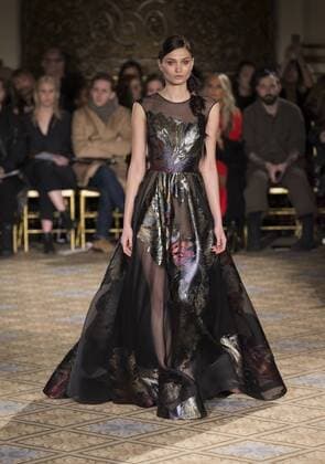 New York: Fashion Week Fall 2017 Christian Siriano Model walks runway for Christian Siriano collection during New York Fashion week Fall 2017 at Plaza Hotel  LevxRadin