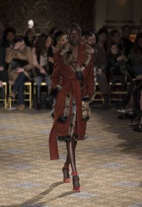 New York: Fashion Week Fall 2017 Christian Siriano Alek Wek walks runway for Christian Siriano collection during New York Fashion week Fall 2017 at Plaza Hotel  LevxRadin