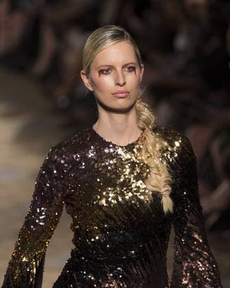 New York: Fashion Week Fall 2017 Christian Siriano Karolina Kurkova walks runway for Christian Siriano collection during New York Fashion week Fall 2017 at Plaza Hotel  LevxRadin