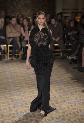 New York: Fashion Week Fall 2017 Christian Siriano Model walks runway for Christian Siriano collection during New York Fashion week Fall 2017 at Plaza Hotel  LevxRadin