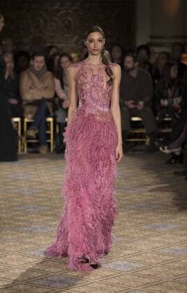 New York: Fashion Week Fall 2017 Christian Siriano Model walks runway for Christian Siriano collection during New York Fashion week Fall 2017 at Plaza Hotel  LevxRadin