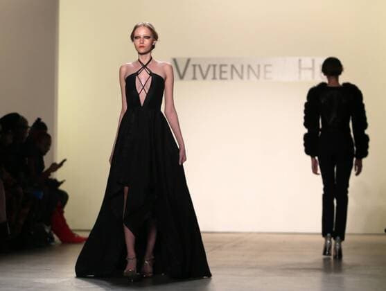 Models present creations of Vivienne Hu during the 2017 New York Fashion Week in New York City, the United States, Feb. 12, 2017. ) (zhf) U.S.-NEW YORK-FASHION-VIVIENNE HU QinxLang 
