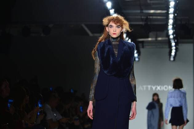 A model walks on the runway at the Katty Xiomara fashion show at New York Fashion Week: Pier 59 Studios on February 13, 2017 in New York City.  NYP201702131009 ANDREAxHANKS