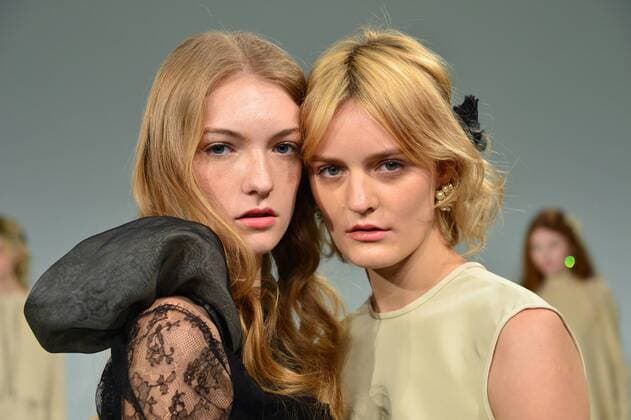 Models pose at the Memere presentation at New York Fashion Week: Pier 59 Studios on February 13, 2017 in New York City.  NYP201702131017 ANDREAxHANKS