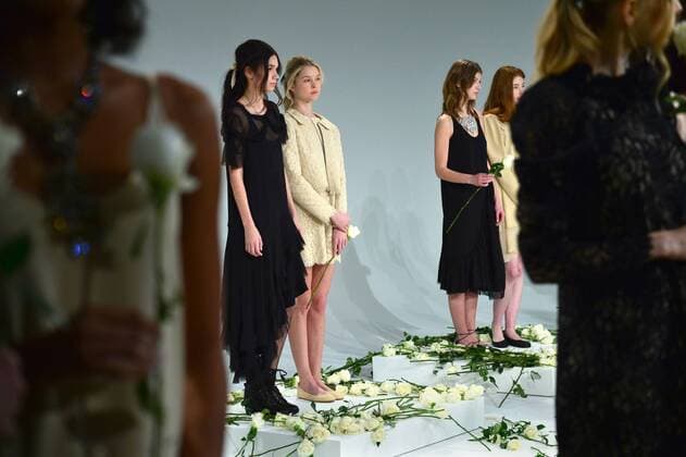 Models pose at the Memere presentation at New York Fashion Week: Pier 59 Studios on February 13, 2017 in New York City.  NYP201702131024 ANDREAxHANKS