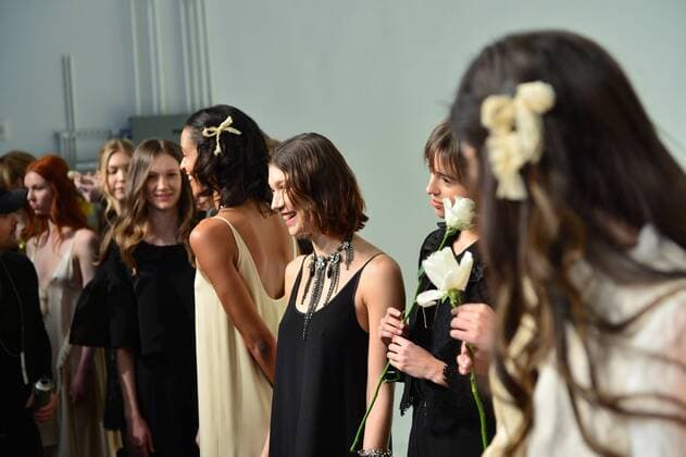 Models pose at the Memere presentation at New York Fashion Week: Pier 59 Studios on February 13, 2017 in New York City.  NYP201702131097 ANDREAxHANKS