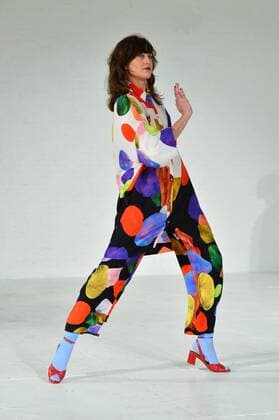 A dancer dances on the runway at the Mara Hoffman fashion show at New York Fashion Week: The Shows at Shop Studios on February 13, 2017 in New York City.  NYP201702131026 ANDREAxHANKS