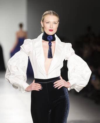 New York Fashion week Fall 2017 - Zang Toi Model walks runway for Zang Toi collection during New York Fashion week Fall 2017 at Pier 59  LevxRadin