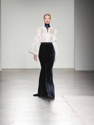 New York Fashion week Fall 2017 - Zang Toi Model walks runway for Zang Toi collection during New York Fashion week Fall 2017 at Pier 59  LevxRadin