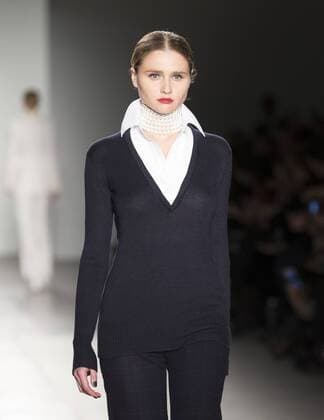 New York Fashion week Fall 2017 - Zang Toi Model walks runway for Zang Toi collection during New York Fashion week Fall 2017 at Pier 59  LevxRadin