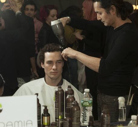 New York Fashion week Fall 2017 - Zang Toi Cory Stearns prepares backstage for Zang Toi collection during New York Fashion week Fall 2017 at Pier 59  LevxRadin