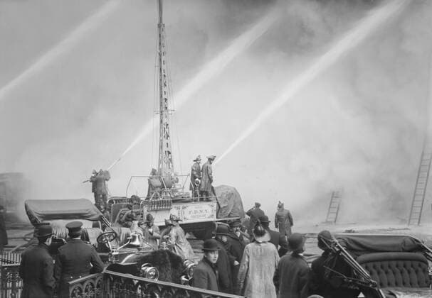 December 13, 2016 - Firemen Fighting Building Fire, 14th Street, New York City, New York, USA, Bain News Service, December 20, 1909 - ZUMAg145 20161213_zza_g145_008 Copyright: xJTxVintagex