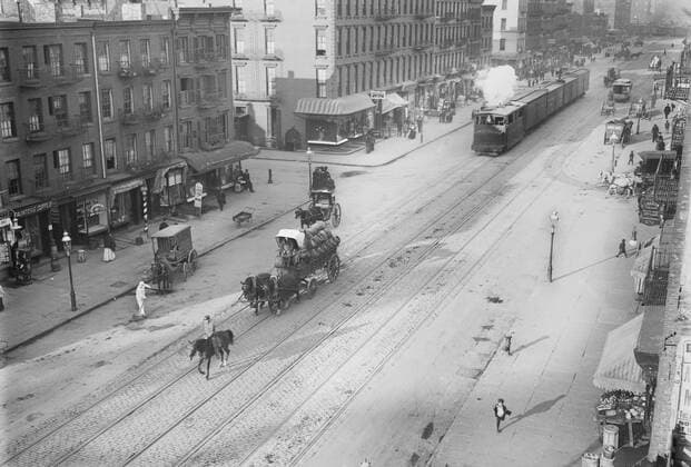 December 9, 2016 - Mounted Escort Leading Train, Eleventh Ave at 28th Street, New York City, New York, USA, Bain News Service, circa 1900 - ZUMAg145 20161209_zza_g145_003 Copyright: xJTxVintagex