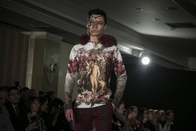 New York Fashion Week - Nidal Modenschau A model presents a creation by designer Nidal during Uptown Fashion Week in New York, US, 14 February 2017. UPTOWN FASHION WEEK IN NEW YORK !ACHTUNG: NUR REDAKTIONELLE NUTZUNG!  Copyright: xEduxBayerx NUE106 20170215-636227354723489945