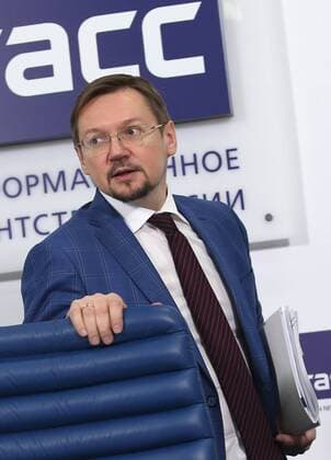 MOSCOW, RUSSIA - FEBRUARY 15, 2017: Russia s deputy minister of culture Alexander Zhuravsky at a press conference held via a video conference link between Moscow, St Petersburg, Yekaterinburg, and Novosibirsk, to discuss the results of the 2016 leg of the 2nd All Russian Music Competition focused on wind instruments, percussion instruments, the organ and the harp, and the opening of the 2017 leg focused on folk instruments. The All Russian Music Competition consists of 4 legs. Anton Novoderezhkin TASS  TS04136F