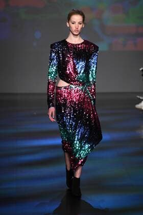 A model walks on the runway at the Vivienne Tam fashion show at New York Fashion Week: The Shows at Gallery 1 Skylight Clarkson Sq on February 15, 2017 in New York City.  NYP201702151087 ANDREAxHANKS