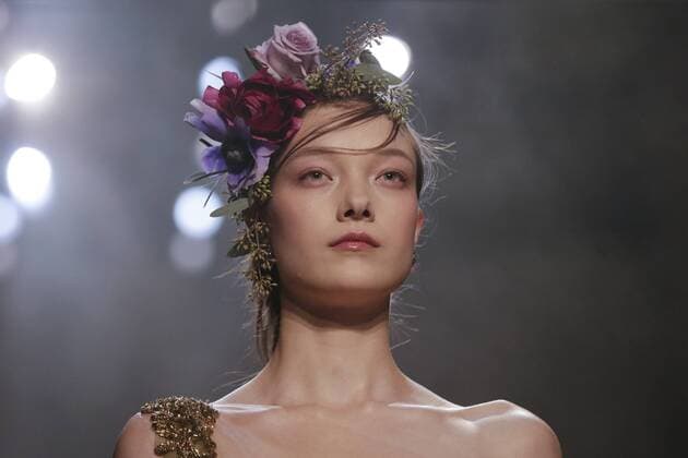 A model walks on the runway at the Marchesa fashion show at New York Fashion Week at Skylight Clarkson Sq on February 15, 2017 in New York City.  NYP20170215112 JOHNxANGELILLO