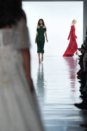 Models walk on the runway at the Bibhu Mohapatra fashion show at New York Fashion Week: The Shows at Gallery 3 Skylight Clarkson Sq on February 15, 2017 in New York City.  NYP201702151100 ANDREAxHANKS