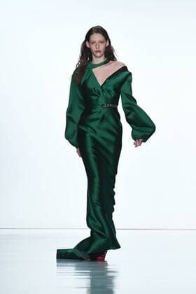 A model walks on the runway at the Bibhu Mohapatra fashion show at New York Fashion Week: The Shows at Gallery 3 Skylight Clarkson Sq on February 15, 2017 in New York City.  NYP201702151102 ANDREAxHANKS