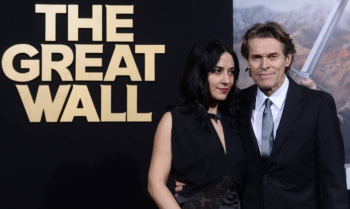 Cast member Willem Dafoe and his wife Giada Colagrande attend the premiere of the motion picture fantasy thriller The Great Wall at the TCL Chinese Theatre in the Hollywood section of Los Angeles on February 15, 2017. Storyline: European mercenaries searching for black powder become embroiled in the defense of the Great Wall of China against a horde of monstrous creatures.  LAP2017021518 JIMxRUYMEN