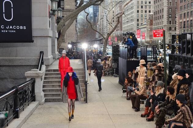 Models walk on the runway at the Marc Jacobs fashion show at New York Fashion Week: Park Avenue Armory February 16, 2017 in New York City.  NYP201702161133 ANDREAxHANKS