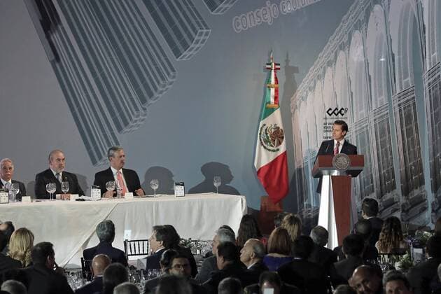 February 16, 2017 - Mexico - EUM20160216NAC27.JPG.CIUDAD DE MEXICO.- President Presidente-EPN.- El presidente Pena Nieto ratifico que en la renegociacion del Tratado de Libre Comercio de America del Norte (TLCAN) con Estados Unidos, Mexico promovera Con Seguridad y Firmeza los intereses del sector productivo mexicano, al clausurar la 34 Asamblea General Ordinaria del Consejo Coordinador Empresarial (CCE), 16 de febrero 2017.  - ZUMAu78_ 20170216_zaf_u78_047 Copyright: xAlejandraxLeyvax