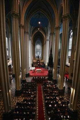 Belgische Royals anlässlich einer Messe für die Verstorbenen der Familie Illustration picture shows a special Mass to commemorate the deceased members of the Belgian Royal Family, at the Onze-Lieve-Vrouwkerk - Eglise Notre-Dame, in Laeken-Laken, Brussels, Friday 17 February 2017.  ERICxLALMAND 05049210