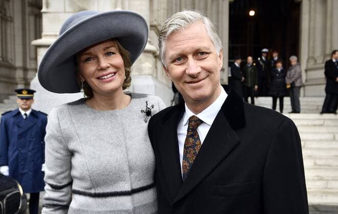 Belgische Royals anlässlich einer Messe für die Verstorbenen der Familie Queen Mathilde of Belgium and King Philippe - Filip of Belgium pictured during a special Mass to commemorate the deceased members of the Belgian Royal Family, at the Onze-Lieve-Vrouwkerk - Eglise Notre-Dame, in Laeken-Laken, Brussels, Friday 17 February 2017.  ERICxLALMAND 05049224