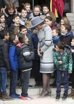Belgische Royals anlässlich einer Messe für die Verstorbenen der Familie 17-02-2017 Laken Queen Mathilde and King Filip (Philippe) and Princess Maria Esmeralda and Princess Lea during a Mass to commemorate the deceased members of the Belgian Royal Family at the Onze-Lieve-Vrouwchurch in Laken.  Copyright: xppe werfx