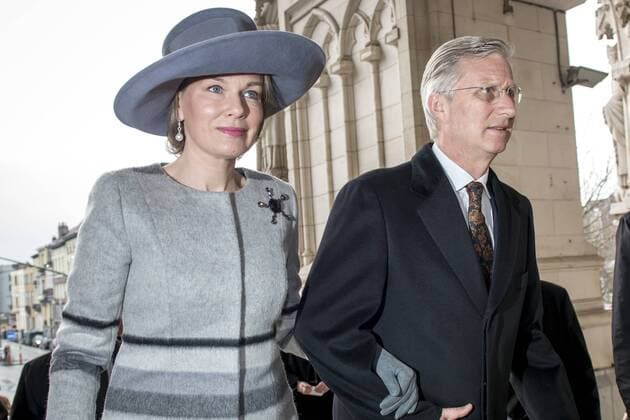 Belgische Royals anlässlich einer Messe für die Verstorbenen der Familie BELGIUM , BRUSSELS , Feb. 17 , 2017 - Queen Mathilde and King Philippe - Filip of Belgium attends a special Mass to commemorate the deceased members of the Belgian Royal Family Â  DannyxGys