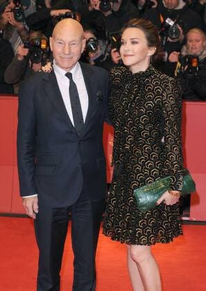 British actor Patrick Stewart and his wife American singer Sunny Ozell attend the premiere for Logan at the Grand Hyatt Hotel in Berlin on February 17, 2017.  LON20170217442 PAULxTREADWAY