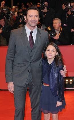Australian actor Hugh Jackman and British actress Dafne Keen attend the premiere for Logan at the Grand Hyatt Hotel in Berlin on February 17, 2017.  LON20170217427 PAULxTREADWAY