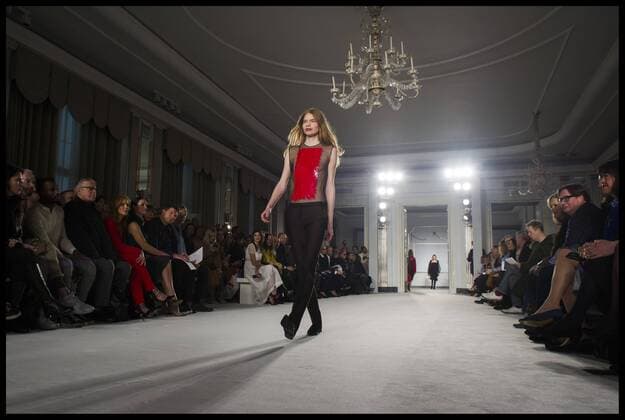 . 18 02 2017. London, United Kingdom. Models walk the catwalk for the Ryan Lo show on the second day of London Fashion Week 2017 at 180 The Strand, London, UK,  xBenxStevensx xi-Imagesx IIM-14426-0025