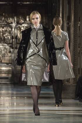 London, UK, 18 February 2017. A model walks the runway during the Malan Breton show at Fashion Scout, London Fashion Week. Malan Breton, Fashion Scout, London Fashion Week, London, UK 