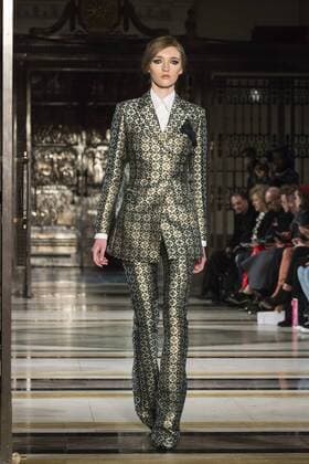 London, UK, 18 February 2017. A model walks the runway during the Malan Breton show at Fashion Scout, London Fashion Week. Malan Breton, Fashion Scout, London Fashion Week, London, UK 