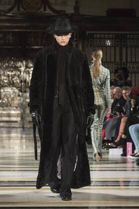 London, UK, 18 February 2017. A model walks the runway during the Malan Breton show at Fashion Scout, London Fashion Week. Malan Breton, Fashion Scout, London Fashion Week, London, UK 