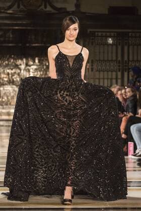 London, UK, 18 February 2017. A model walks the runway during the Malan Breton show at Fashion Scout, London Fashion Week. Malan Breton, Fashion Scout, London Fashion Week, London, UK 