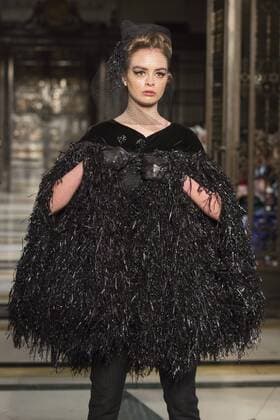 London, UK. 18 February 2017. A model walks the runway during the Azzalia - Dubai Design & Fashion Council show at Fashion Scout, London Fashion Week. Azzalia, Dubai Design & Fashion Council, Fashion Scout, London Fashion Week, London, UK 