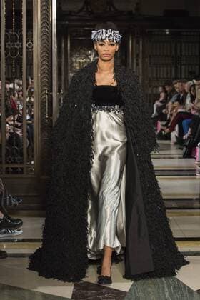 London, UK. 18 February 2017. A model walks the runway during the Azzalia - Dubai Design & Fashion Council show at Fashion Scout, London Fashion Week. Azzalia, Dubai Design & Fashion Council, Fashion Scout, London Fashion Week, London, UK 