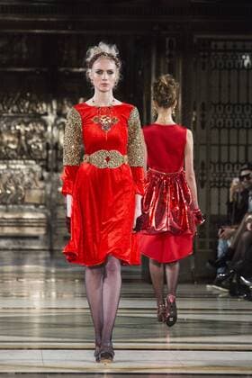 London, UK, 19 February 2017. A model walks the runway during the Felix Bendish (Mumbai) show at House of MEA, Fashion Scout, London Fashion Week. House of Middle East & Asia is a platform to promote fashion talent from across the Middle East, Asia and India. House of MEA, Fashion Scout, London Fashion Week, London, UK 