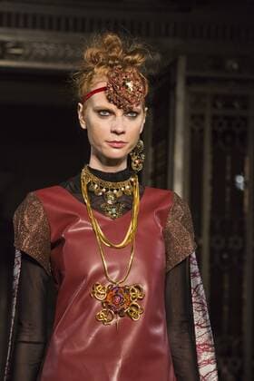 London, UK, 19 February 2017. A model walks the runway during the Felix Bendish (Mumbai) show at House of MEA, Fashion Scout, London Fashion Week. House of Middle East & Asia is a platform to promote fashion talent from across the Middle East, Asia and India. House of MEA, Fashion Scout, London Fashion Week, London, UK 